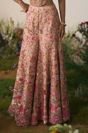 Shashank Arya Pink Satin, Net, Dupion, Shantoon Embroidery, Sequins, Beads, Corset Sharara Set at Aza Fashions Shashank Arya_Pink Satin, Net, Dupion, Shantoon Embroidery, Sequins, Beads, Corset Sharara Set _at_Aza_Fashions