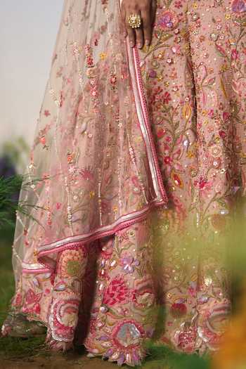 Shop Shashank Arya Pink Satin, Net, Dupion, Shantoon Embroidery, Sequins, Beads, Corset Sharara Set Shop_Shashank Arya_Pink Satin, Net, Dupion, Shantoon Embroidery, Sequins, Beads, Corset Sharara Set
