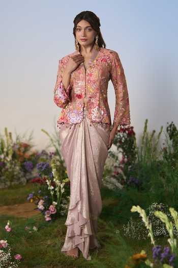 Shashank Arya Embroidered Jacket & Dhoti Skirt Set