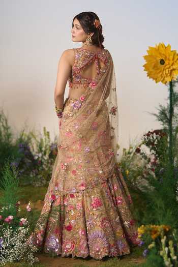 Shashank Arya Floral Embroidered Fish Cut Lehenga Set