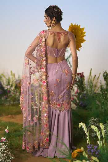 Shashank Arya Embroidered Pre-Draped Saree With Corset