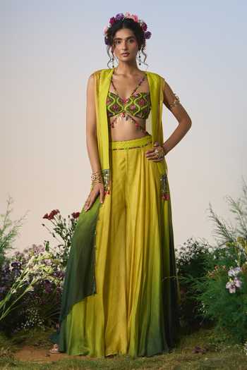 Shashank Arya Ombre Embroidered Jacket Sharara Set