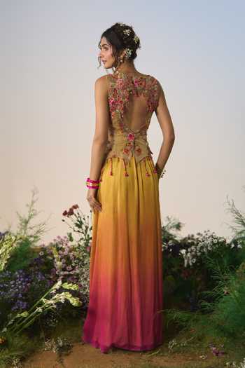 Shashank Arya Ombre Cowl Kurta & Jacket Set