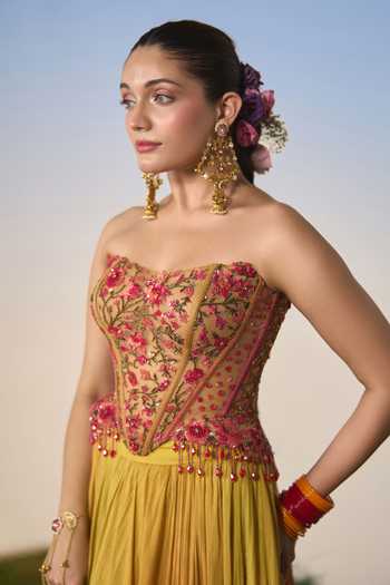 Buy Shashank Arya Pink Satin, Net, Chiffon, Lycra, Shantoon Embroidery, Resham Corset Lehenga Set Online at Aza Fashions Buy_Shashank Arya_Pink Satin, Net, Chiffon, Lycra, Shantoon Embroidery, Resham Corset Lehenga Set _Online_at_Aza_Fashions