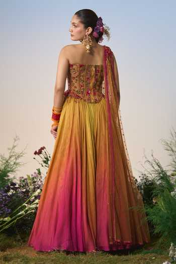 Shashank Arya Resham Embroidered Corset Lehenga Set