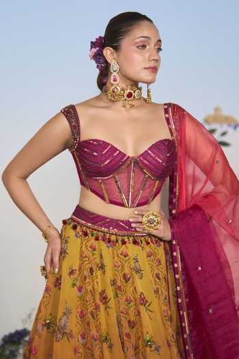 Buy Shashank Arya Pink Organza, Chanderi, Satin, Net, Brocade Sequins, Cut Printed Lehenga Set Online at Aza Fashions Buy_Shashank Arya_Pink Organza, Chanderi, Satin, Net, Brocade Sequins, Cut Printed Lehenga Set _Online_at_Aza_Fashions