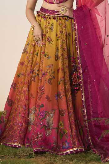 Shop Shashank Arya Pink Organza, Chanderi, Satin, Net, Brocade Sequins, Cut Printed Lehenga Set Online at Aza Fashions Shop_Shashank Arya_Pink Organza, Chanderi, Satin, Net, Brocade Sequins, Cut Printed Lehenga Set _Online_at_Aza_Fashions