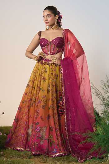 Shashank Arya Pink Organza, Chanderi, Satin, Net, Brocade Sequins, Cut Printed Lehenga Set at Aza Fashions Shashank Arya_Pink Organza, Chanderi, Satin, Net, Brocade Sequins, Cut Printed Lehenga Set _at_Aza_Fashions