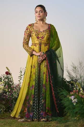 Shashank Arya Resham Floral Embroidered Anarkali Set