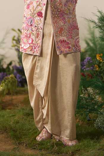 Buy Shashank Arya Pink Dupion, Chanderi, Satin Embroidered Sherwani And Dhoti Pant Set Online at Aza Fashions Buy_Shashank Arya_Pink Dupion, Chanderi, Satin Embroidered Sherwani And Dhoti Pant Set _Online_at_Aza_Fashions