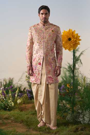 Shashank Arya Embroidered Sherwani & Dhoti Pant Set