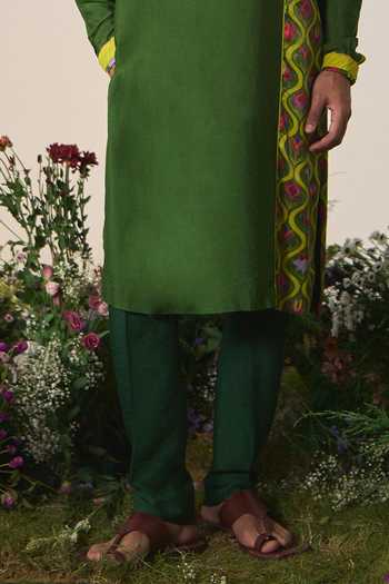 Shashank Arya Green Chanderi, Satin, Dupion Placement Printed Kurta Set at Aza Fashions Shashank Arya_Green Chanderi, Satin, Dupion Placement Printed Kurta Set _at_Aza_Fashions