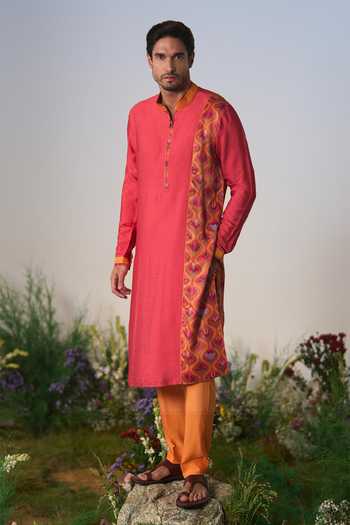 Buy Shashank Arya Red Dupion Printed Kurta And Pant Set Online at Aza Fashions Buy_Shashank Arya_Red Dupion Printed Kurta And Pant Set _Online_at_Aza_Fashions