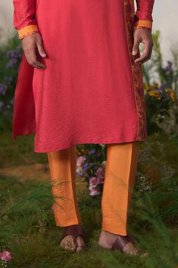 Shop Shashank Arya Red Dupion Printed Kurta And Pant Set Online at Aza Fashions Shop_Shashank Arya_Red Dupion Printed Kurta And Pant Set _Online_at_Aza_Fashions