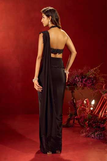 Samyukta Singhania Pre-Draped Saree With Embroidered Blouse 