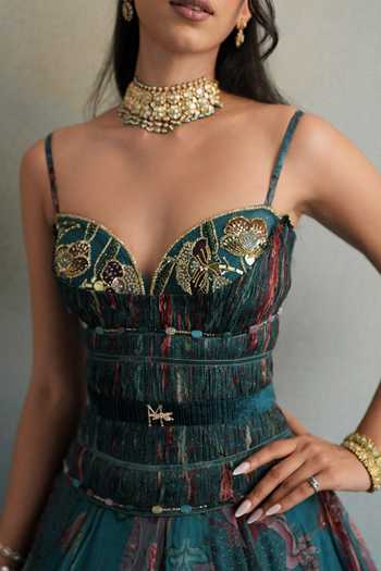 Shop_Mahima Mahajan_Blue Silk Organza Sweetheart Aisha Embroidered Corset Anarkali And Dupatta Set _Online_at_Aza_Fashions