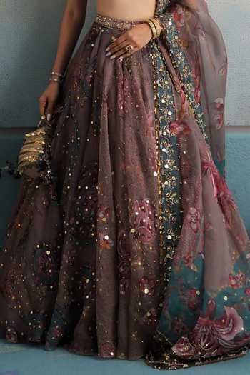 Shop Mahima Mahajan Purple Silk Organza Scoop Neck Rabia Embroidered Lehenga Set Shop_Mahima Mahajan_Purple Silk Organza Scoop Neck Rabia Embroidered Lehenga Set