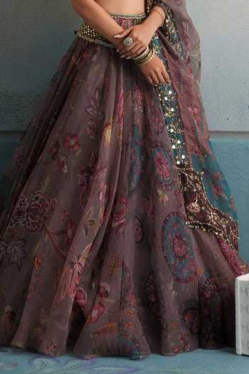 Mahima Mahajan Purple Silk Organza V-neck Khalida Embroidered Lehenga Set Online at Aza Fashions Mahima Mahajan_Purple Silk Organza V-neck Khalida Embroidered Lehenga Set _Online_at_Aza_Fashions