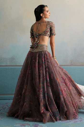 Buy Mahima Mahajan Purple Silk Organza V-neck Khalida Embroidered Lehenga Set Online at Aza Fashions Buy_Mahima Mahajan_Purple Silk Organza V-neck Khalida Embroidered Lehenga Set _Online_at_Aza_Fashions