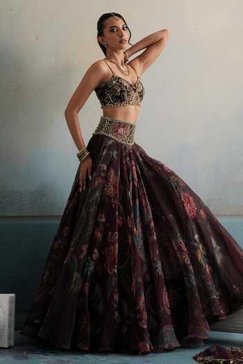 Buy Mahima Mahajan Multi Color Silk Organza Sweetheart Neck Adara Embellished Blouse Lehenga Set Online at Aza Fashions Buy_Mahima Mahajan_Multi Color Silk Organza Sweetheart Neck Adara Embellished Blouse Lehenga Set _Online_at_Aza_Fashions