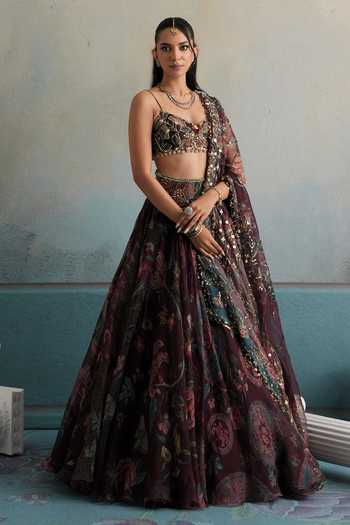 Mahima Mahajan Multi Color Silk Organza Sweetheart Neck Adara Embellished Blouse Lehenga Set at Aza Fashions Mahima Mahajan_Multi Color Silk Organza Sweetheart Neck Adara Embellished Blouse Lehenga Set _at_Aza_Fashions