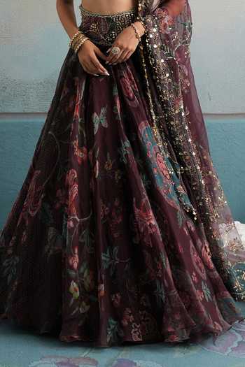 Buy Mahima Mahajan Multi Color Silk Organza Sweetheart Neck Adara Embellished Blouse Lehenga Set Buy_Mahima Mahajan_Multi Color Silk Organza Sweetheart Neck Adara Embellished Blouse Lehenga Set
