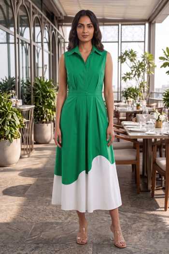 B'Infinite Colorblock Cotton Midi Dress 