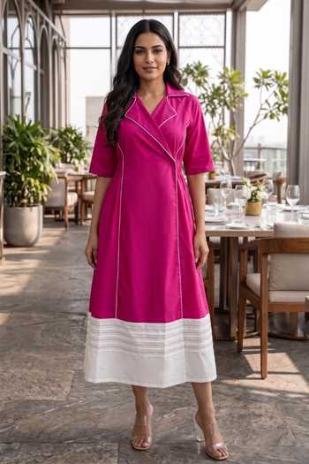 B'Infinite Wrap Midi Cotton Dress 