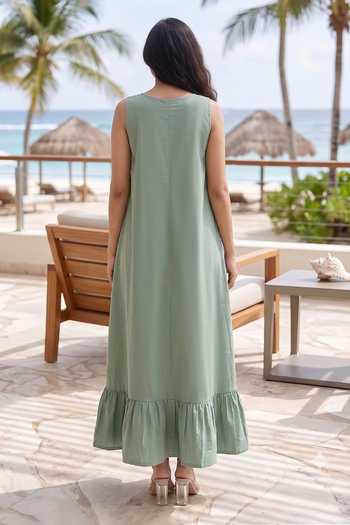 B'Infinite Womens Applique Cotton Ruffle-Hem Dress 