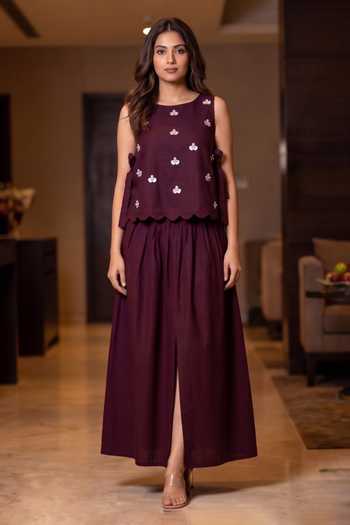 B'Infinite Embellished Linen Co-Ord Top & Skirt Set 