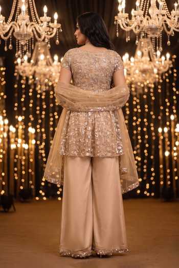 B'Infinite Embroidered Net Kurta & Sharara Set 