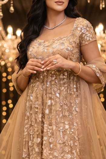 B'Infinite Gold Net Sweetheart Neck Embroidered Kurta And Sharara Set Online at Aza Fashions B'Infinite_Gold Net Sweetheart Neck Embroidered Kurta And Sharara Set _Online_at_Aza_Fashions