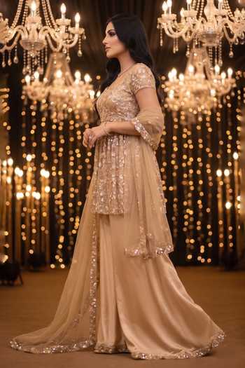 Buy B'Infinite Gold Net Sweetheart Neck Embroidered Kurta And Sharara Set Online at Aza Fashions Buy_B'Infinite_Gold Net Sweetheart Neck Embroidered Kurta And Sharara Set _Online_at_Aza_Fashions