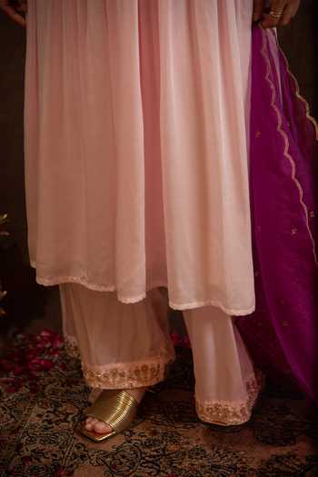 Eraaya by Ratika J Pink Satin, Organza V-neck Rua Embroidered Anarkali Set Online at Aza Fashions Eraaya by Ratika J_Pink Satin, Organza V-neck Rua Embroidered Anarkali Set _Online_at_Aza_Fashions