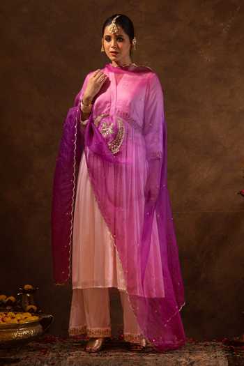 Eraaya by Ratika J Rua Satin Embroidered Anarkali Set 