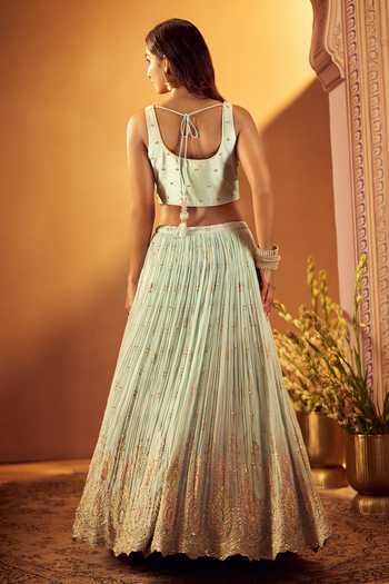 Samyukta Singhania Embroidered Slit Top Lehenga Set 