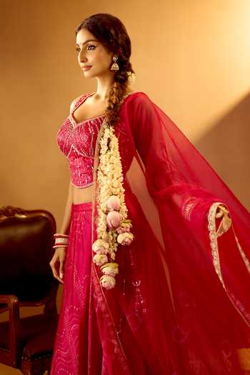 Samyukta Singhania Purple Tissue V-neck Embroidered Lehenga Set at Aza Fashions Samyukta Singhania_Purple Tissue V-neck Embroidered Lehenga Set _at_Aza_Fashions