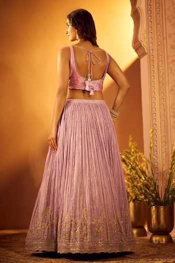 Samyukta Singhania Embroidered Silk Blouse Lehenga Set 