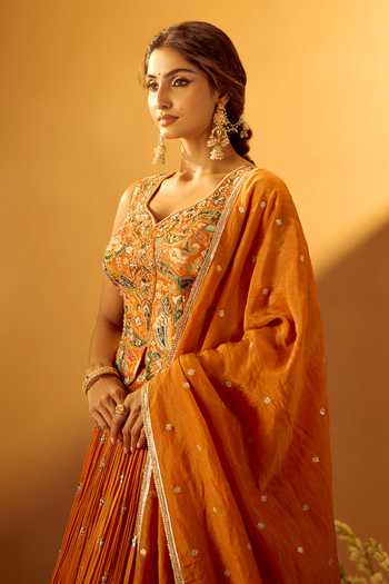 Samyukta Singhania Embroidered Top Pleated Lehenga Set 