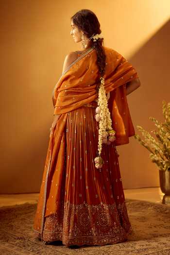 Samyukta Singhania Embroidered Top Pleated Lehenga Set 