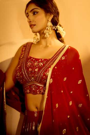 Samyukta Singhania Floral Sequin Embroidered Lehenga Set 