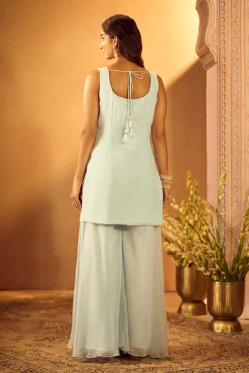 Samyukta Singhania Embroidered Short Kurta Palazzo Set 
