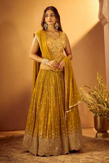 Samyukta Singhania Embroidered Brocade Top Lehenga Set 