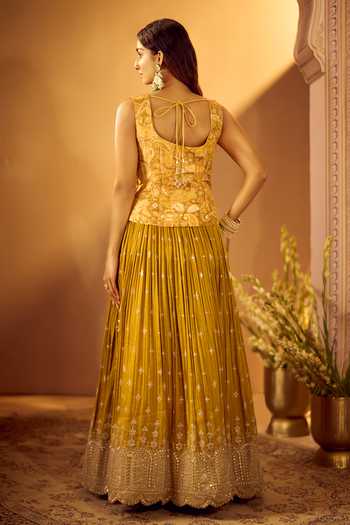 Samyukta Singhania Embroidered Brocade Top Lehenga Set 