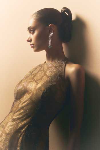 Buy_ANGAD SINGH_Gold Net Halter Neck Aurelia Soft Blouse And Sharara Set _Online_at_Aza_Fashions