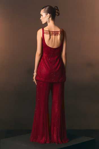 ANGAD SINGH Ember Soft Net Shirt & Sharara Set