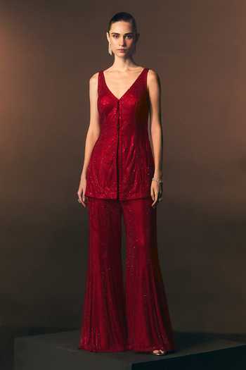 ANGAD SINGH Ember Soft Net Shirt & Sharara Set
