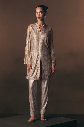 ANGAD SINGH Sterling Soft Net Kurta & Pant Set