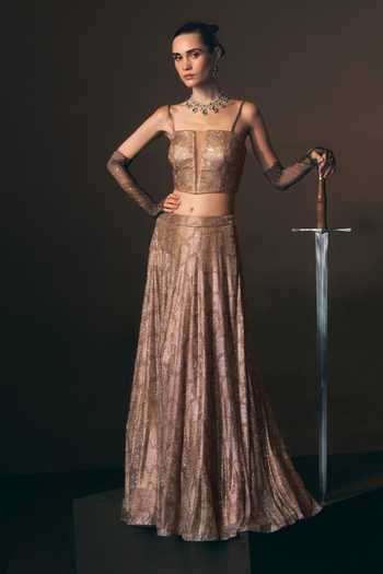 ANGAD SINGH Aureate Soft Net Skirt & Blouse Set