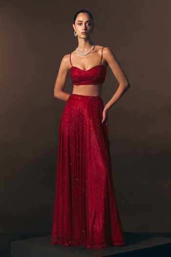 ANGAD SINGH Vermeil Soft Net Top & Skirt Set